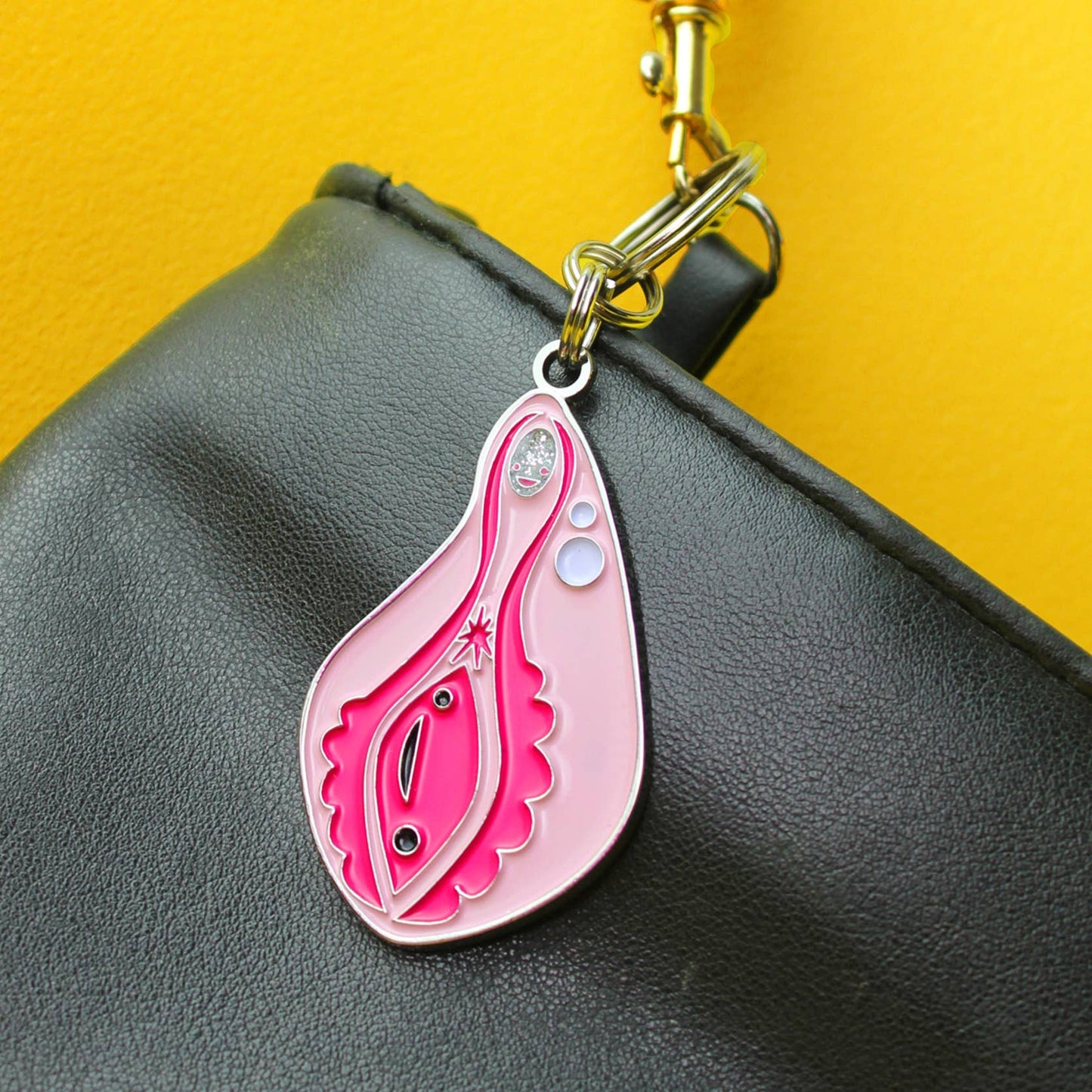 Vagina+Vulva Keychain With Sparkly Clit Face