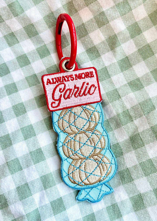 Always More GARLIC Embroidered Keychain