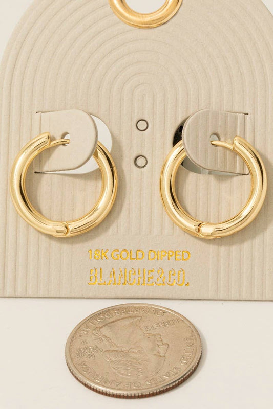 Gold Dipped Tube Hinge Hoop Earrings