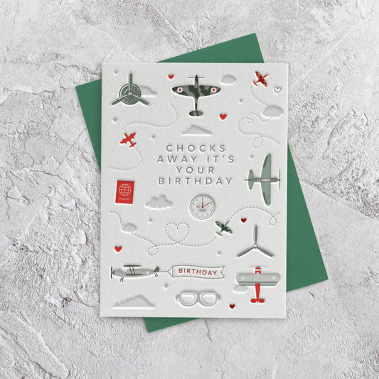 Planes Birthday Letterpress Style Card