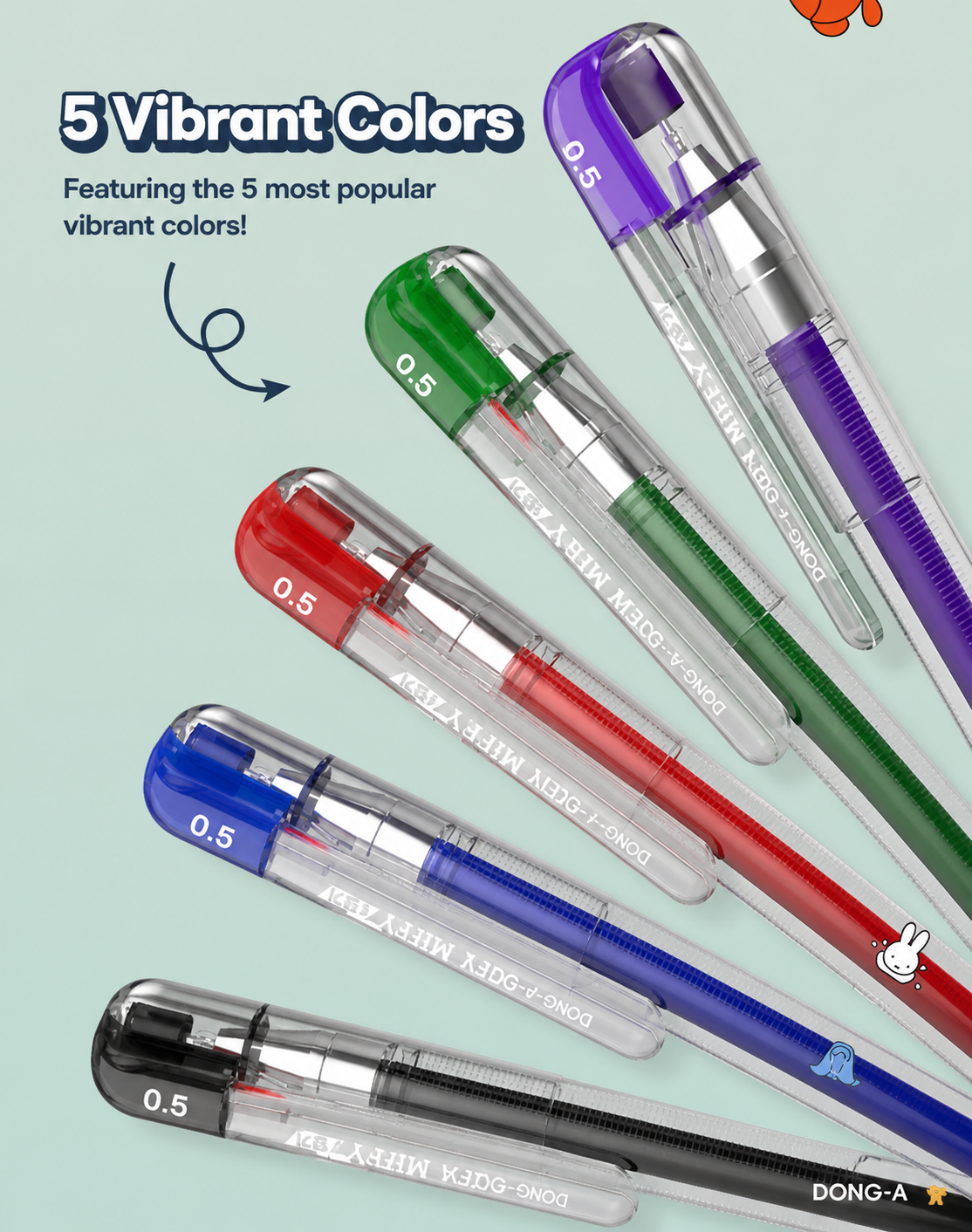 MIFFY Scented Gel Pen  5 Colors SET 0.5mm