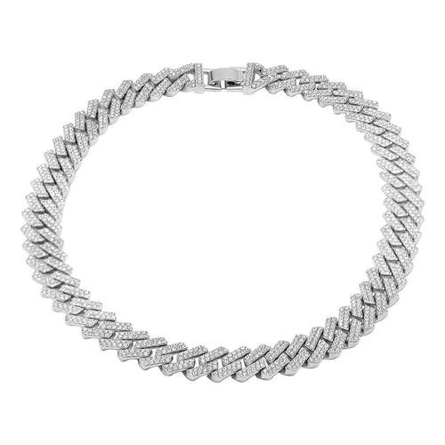 Edgy Cuban Crystal Chain Necklace silver - Front & Company: Gift Store