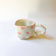 Load image into Gallery viewer, Heart shaped handmade ceramic mug, Cute Valentine Day gift
