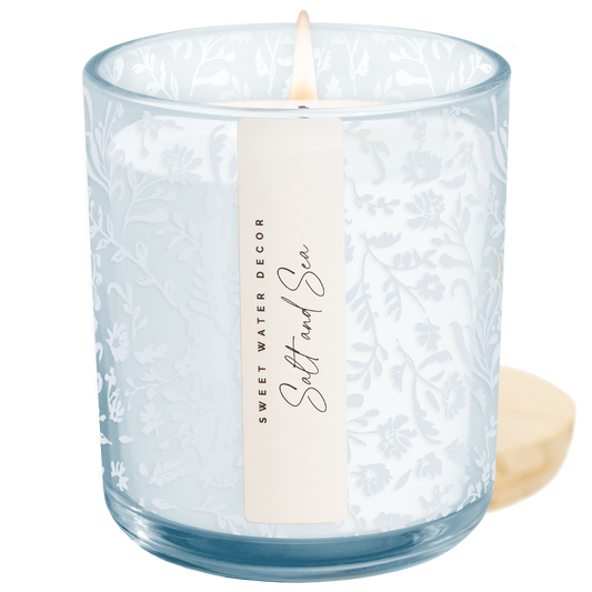 *NEW* Salt and Sea 12 oz Soy Candle, Blue Tinted Jar
