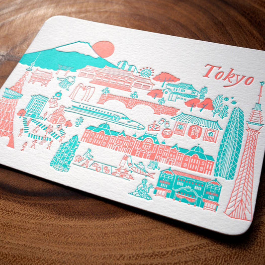 Letterpress travel postcard : tokyo