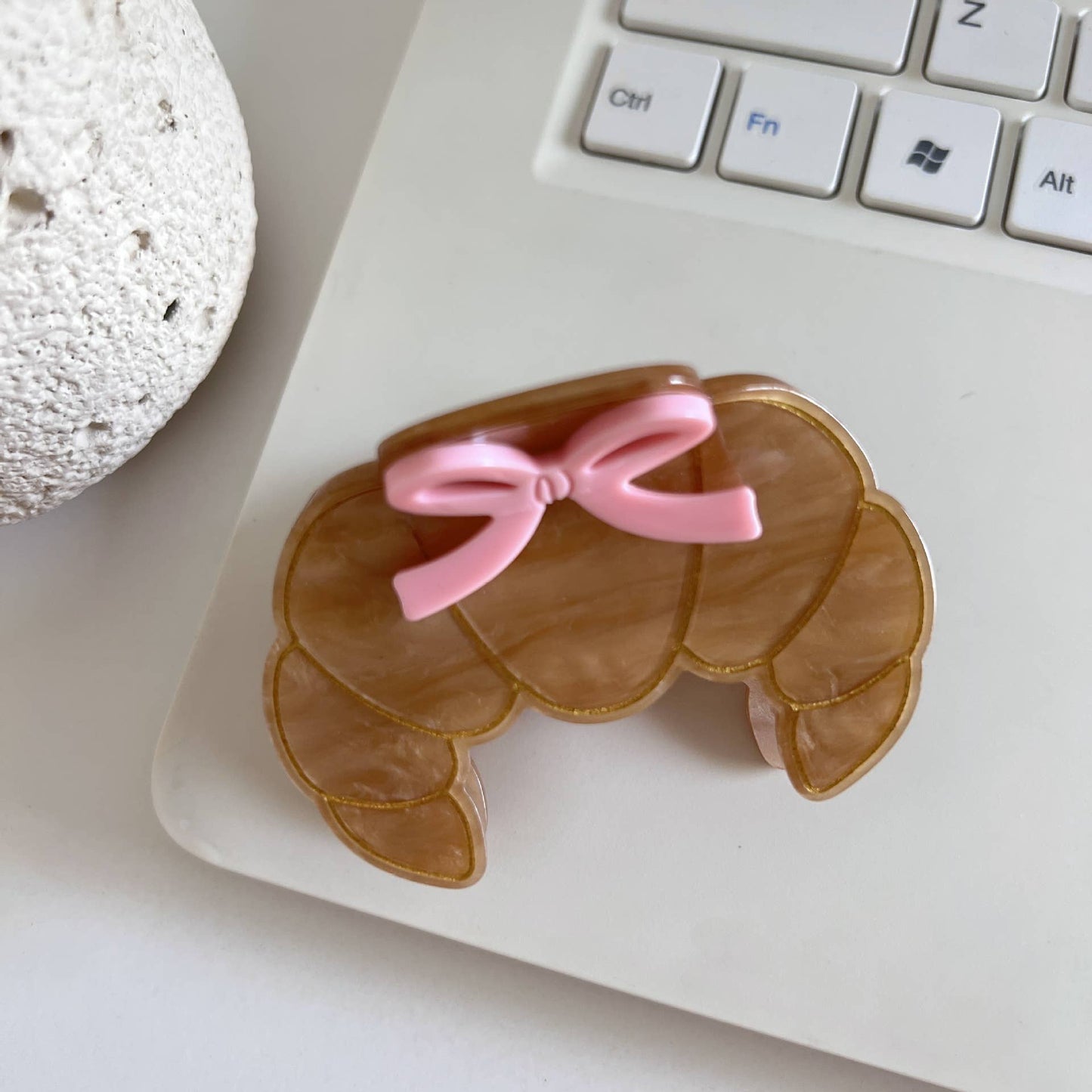 Cute Smiley Sushi Hair Claw, Bow Croissant Hair Clip