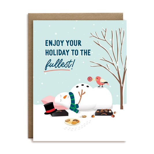Sleeping snowman greeting card