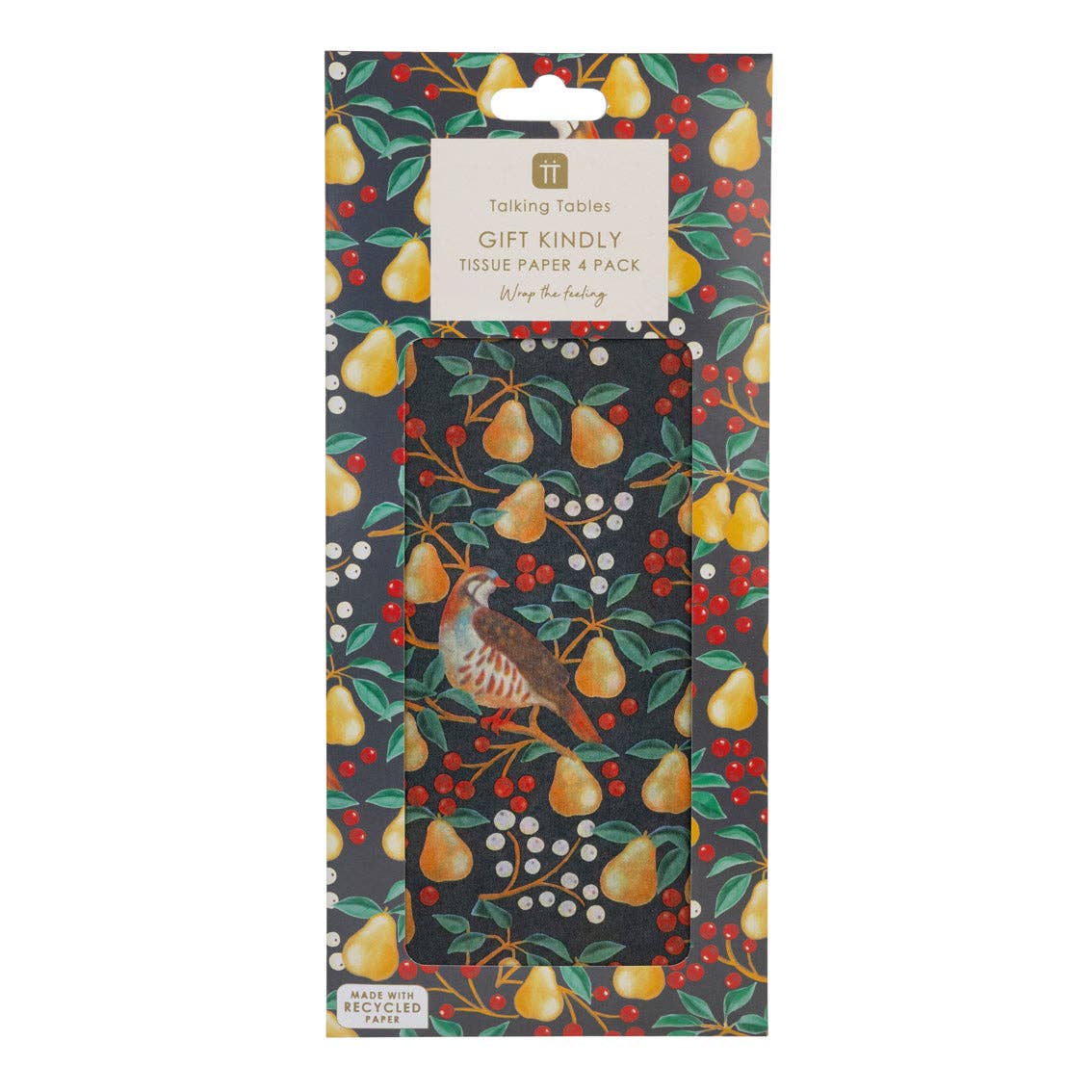 Partridge & Pear Tissue Paper - 4 Sheets | Christmas Wrap |