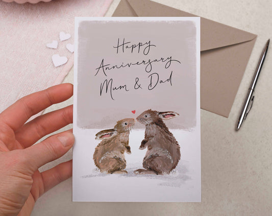 Happy Anniversary Mum & Dad Card | Traditional Rabbit Card