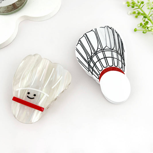 Cartoon White Badminton AcetateHair Claw