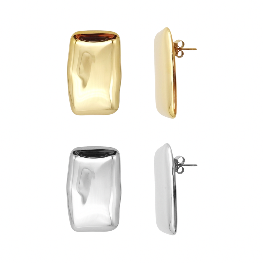 Chunky Rectangle Stud Earrings