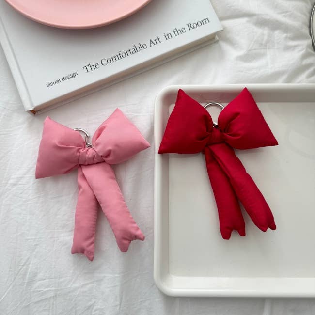 [LISA]Puff Ribbon Balletcore Bow Bag Charm, Key Holder