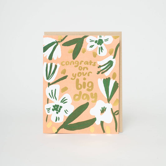 Big Day Wedding Flowers Letterpress Greeting Card by Egg Press