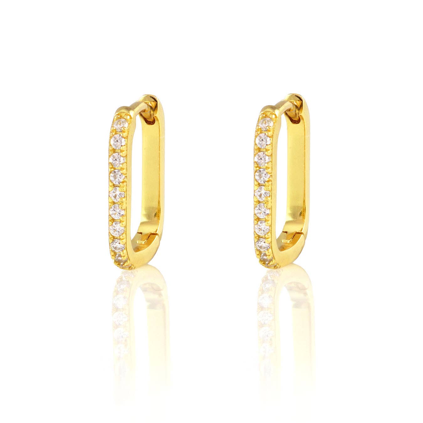 Oval Hinged Crystal Hoop Earrings