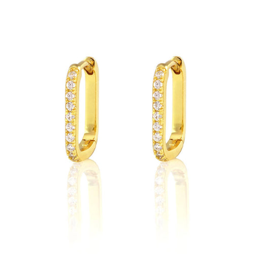 Oval Hinged Crystal Hoop Earrings - Front & Company: Gift Store