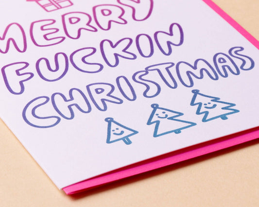 Merry Fuckin' Christmas Letterpress Greeting Card- Made in USA