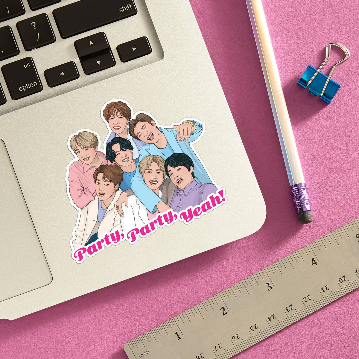 BTS K-Pop Party, Party, Yeah Die Cut Sticker
