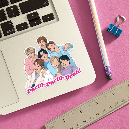 BTS K-Pop Party, Party, Yeah Die Cut Sticker