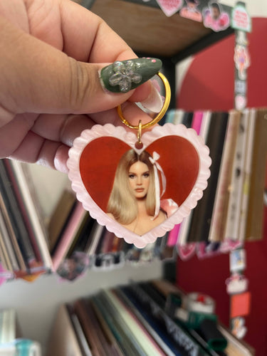 Lana Del Rey Heart Shaped Celebrity Keychain Keyring  - Front & Company: Gift Store