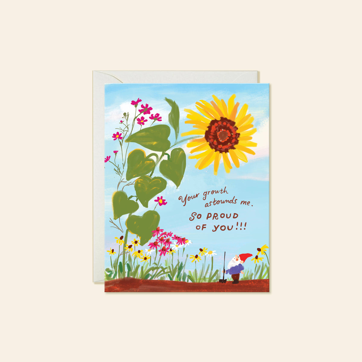 Sunflower Gnome – Encouragement Friendship Greeting Card