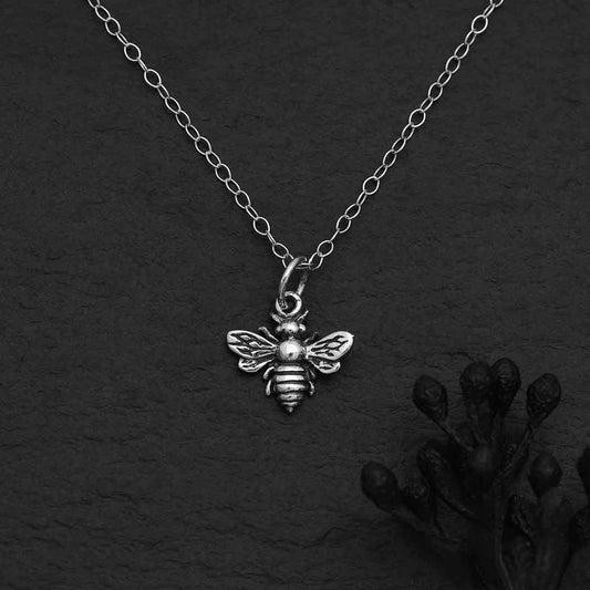 Sterling Silver or Bronze Bee Necklace