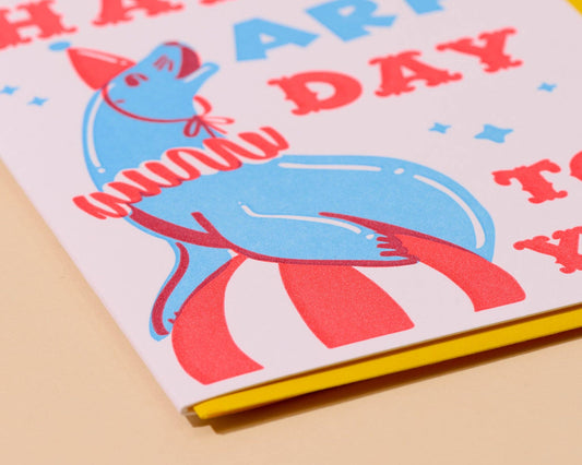 Letterpress Birthday Card - Happy ARF-day (Seal, Circus)