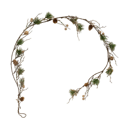 Gold Glittered Pine & Berry Garland, 60"L
