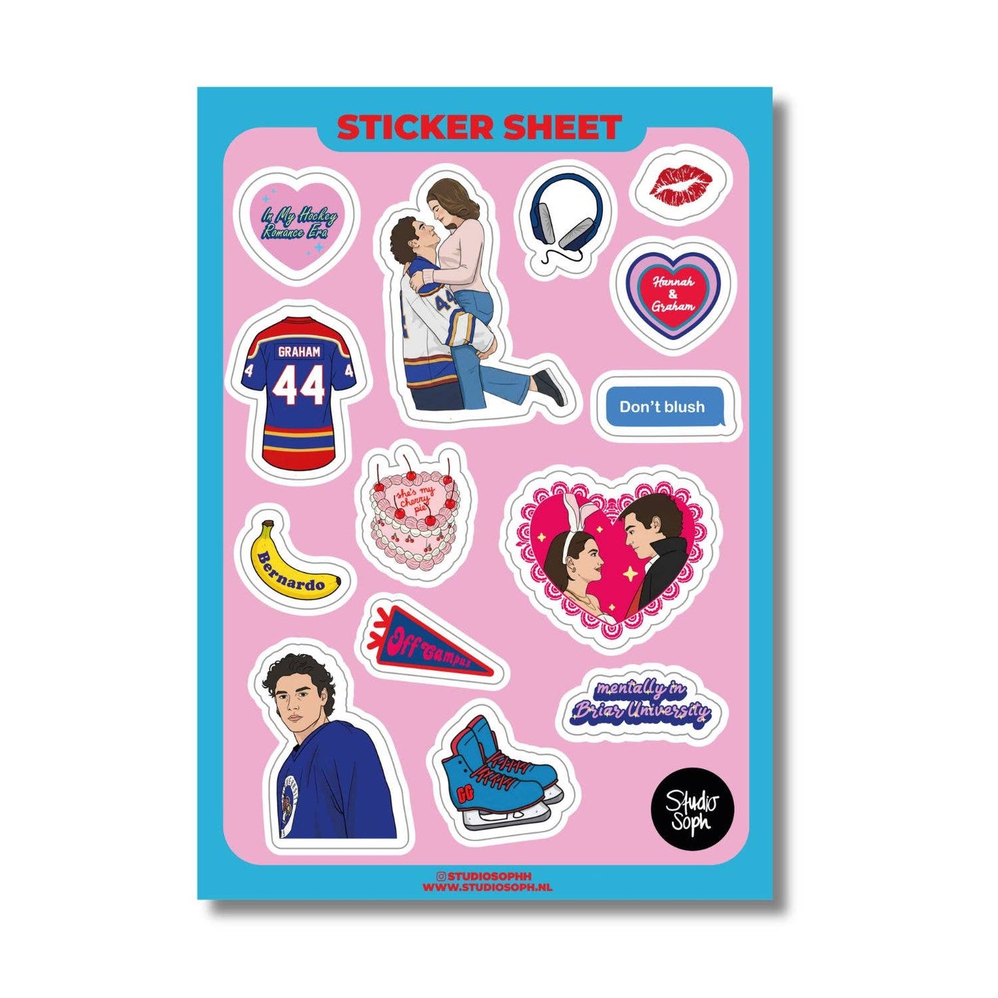 Sweet Cherry Pie Hockey Romance A5 Sticker Sheet