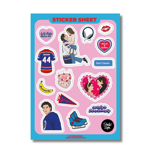 Sweet Cherry Pie Hockey Romance A5 Sticker Sheet