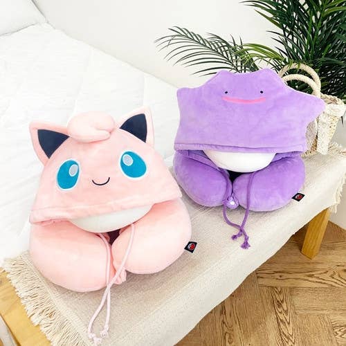 Poketmon Traveling, Daily Neck Pillow With Hoodie Cushion