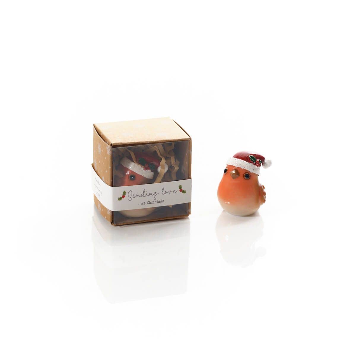 Christmas Tiny World Resin Robin Keepsake Ornament With Gift Box **