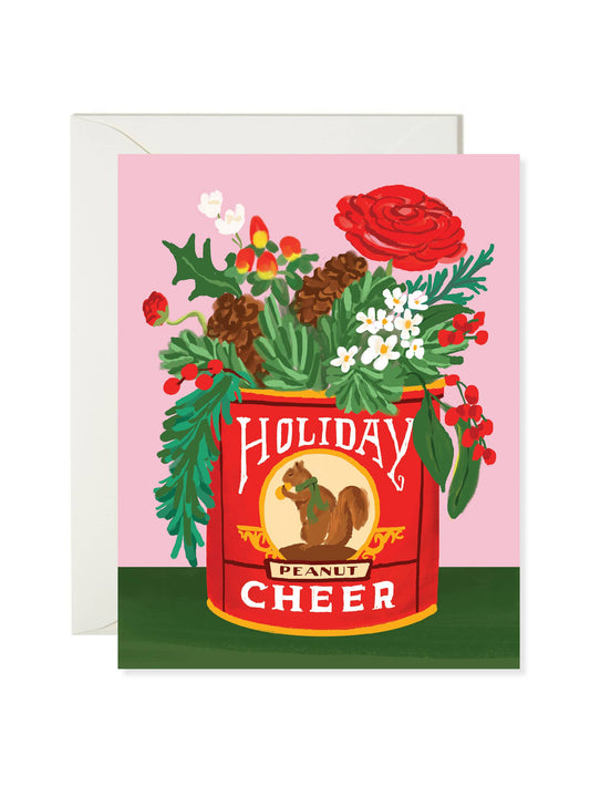 Squirrel Tin Holiday Cheer - Timeless Floral Holiday Card