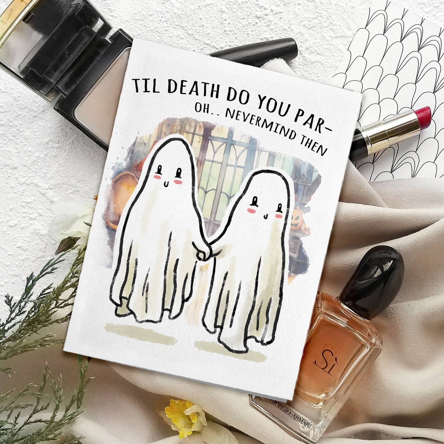 "Til Death do you Par-" - Cute Ghost Horror Wedding Card