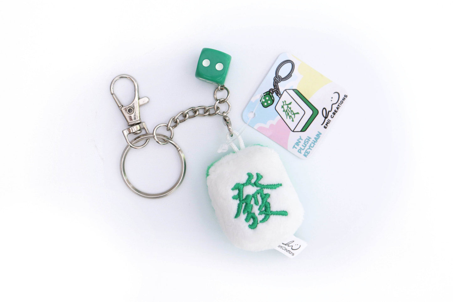 Cute Mahjong Tile Plush Keychain - Zong, Qi, Fa, and Ba Tiles