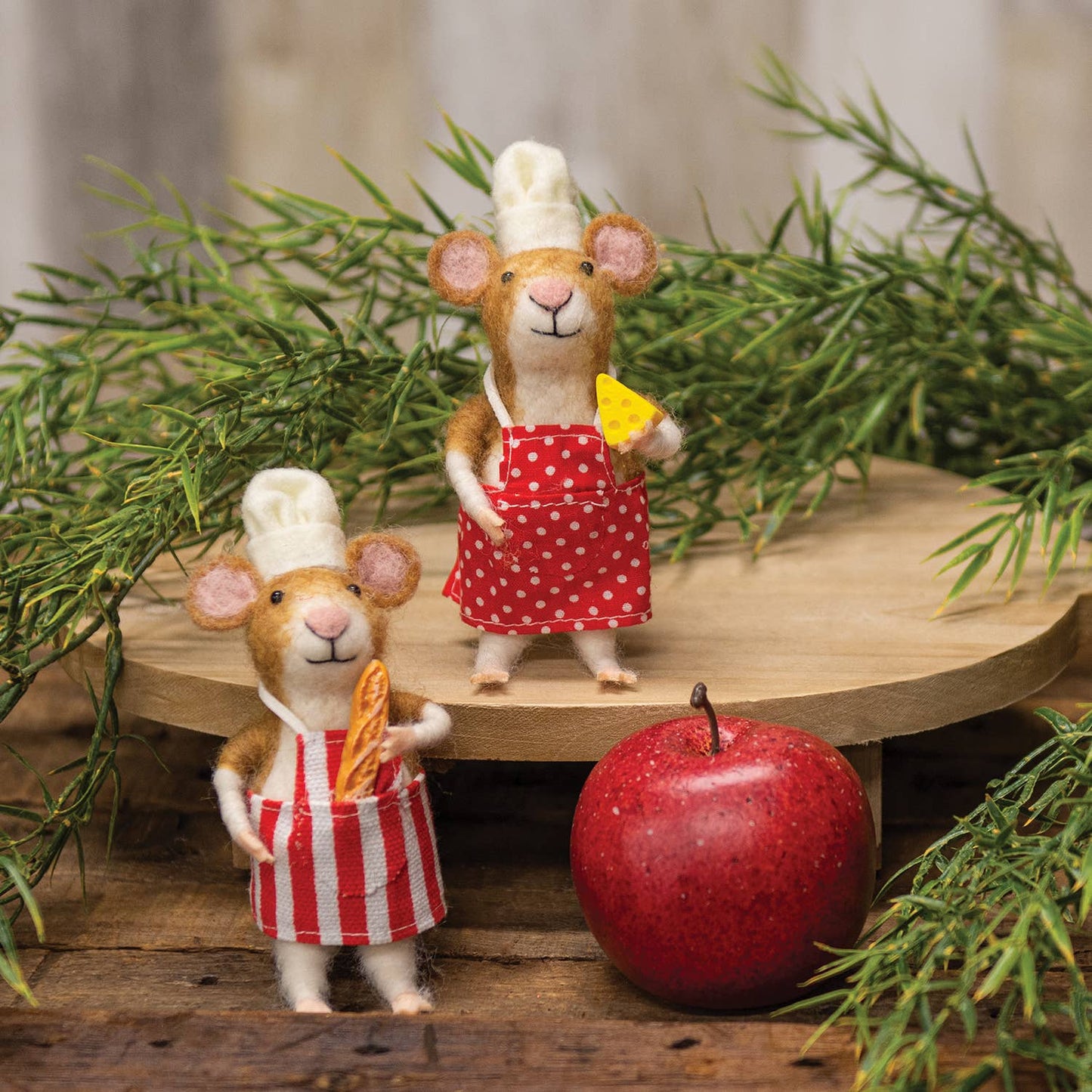 Chef Mouse with Cheese Felted Ornament