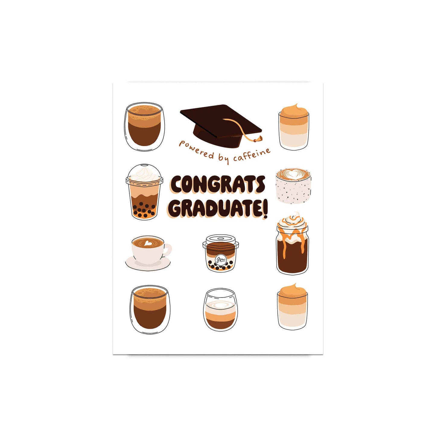 Coffee Graduation Card | Caffeine Drink Bubble Tea Congratulations