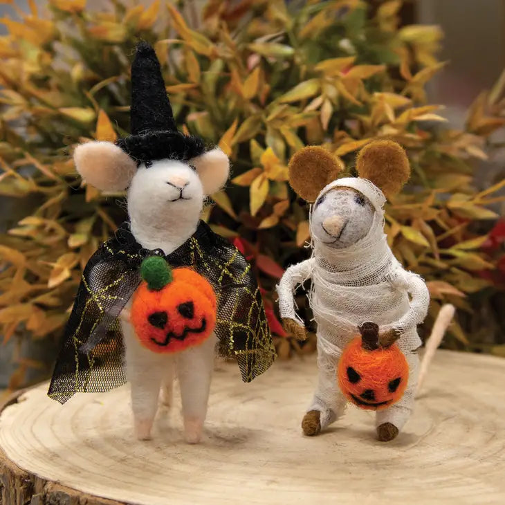 Felt Mouse Ornament - Felted Mummy Mouse Ornament