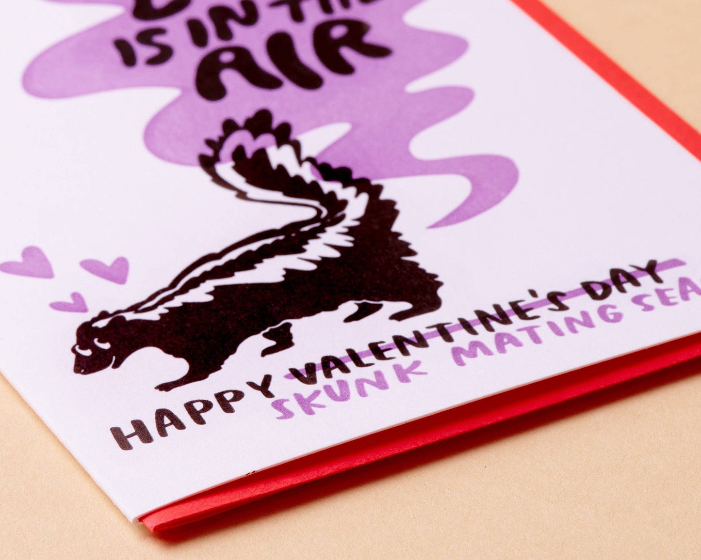 Skunk Season Valentine's Day Letterpress Greeting Card - nature- Made in USA