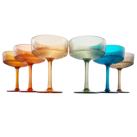 Acrylic Unbreakable Ribbed Coupe Glasses | 7 oz