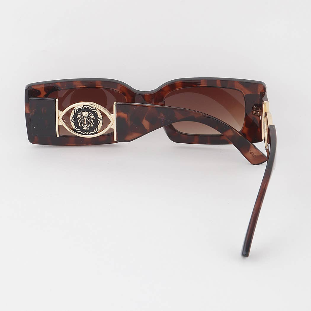 Lion Emblem Bulky Square Sunglasses