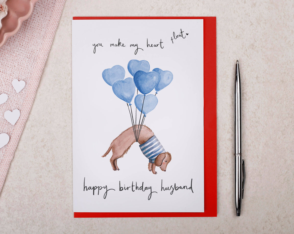 Dog Husband Birthday Card | Cute Sausage Dog Greeting Card