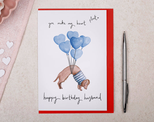 Dog Husband Birthday Card | Cute Sausage Dog Greeting Card