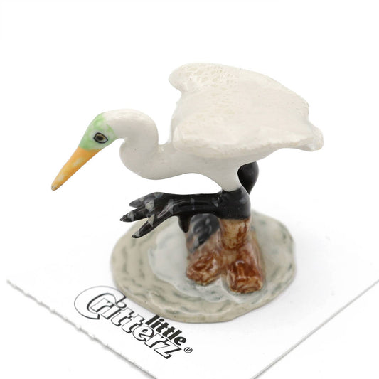 Lacey Great White Egret Porcelain Miniature