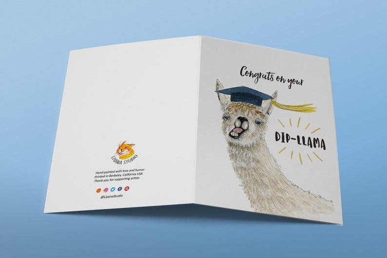 Diploma llama Grad - Funny Graduation Card