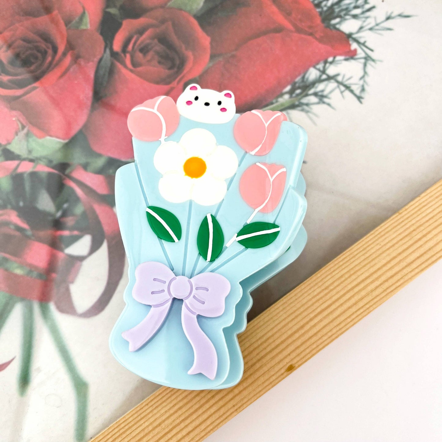 Tulip Bouquet Hair Clip, Valentine's Day Hair Clip