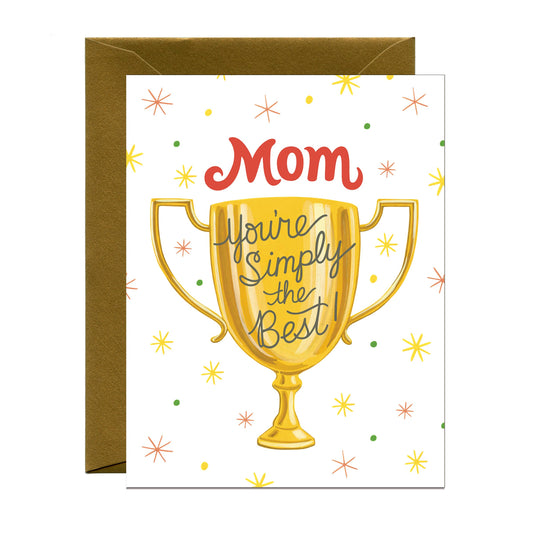 Simply the Best Mom Golden Trophy Mothers Day Card