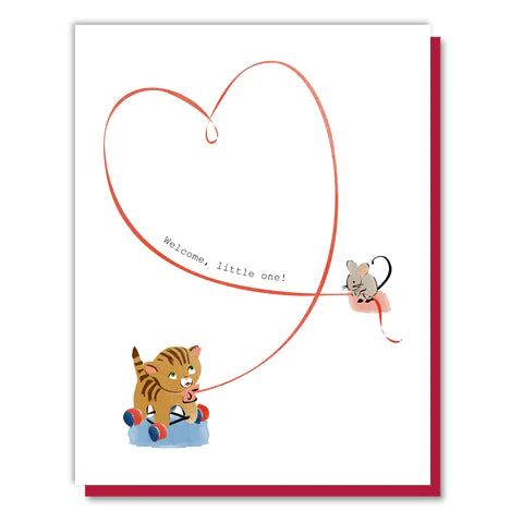 Mouse With Cat Toy Baby Card - Front & Company: Gift Store