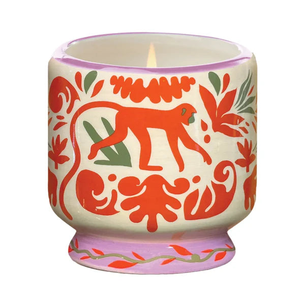 A Dopo 8 Oz Handpainted Ceramic Candle - Jungle, Coconut & Amber
