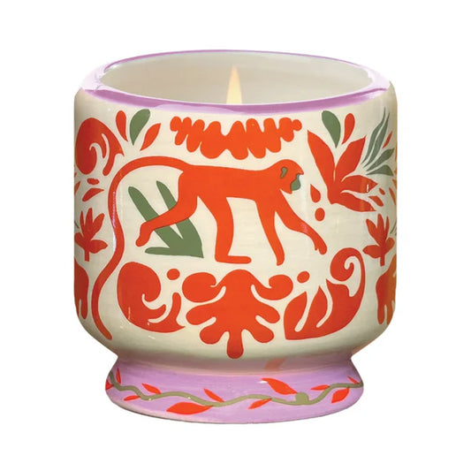 A Dopo 8 Oz Handpainted Ceramic Candle - Jungle, Coconut & Amber