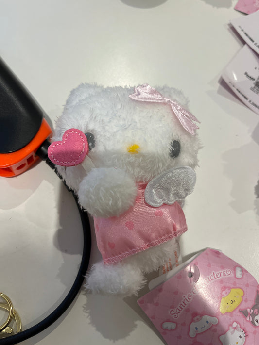 hello kitty w heart wand plush keychain